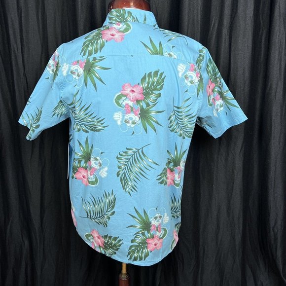 Mens‎ NEFF DISNEY Mickey Mouse Blue Floral Hawaiian Button Up Medium - NWT - Picture 3 of 8